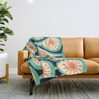 Mid Century Modern Atomic Drops Teal Orange Black Pattern Throw Blanket Gallery Image 1