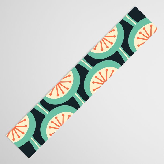 Mid Century Modern Atomic Drops Teal Orange Black Pattern Table Runner Gallery Image 3