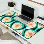Mid Century Modern Atomic Drops Teal Orange Black Pattern Desk Mat Gallery Image 2