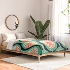 Mid Century Modern Atomic Drops Teal Orange Black Pattern Comforter Gallery Image 2
