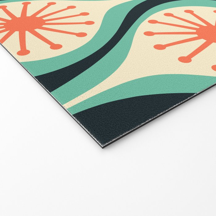 Mid Century Modern Atomic Drops Teal Orange Black Pattern Welcome Mat Gallery Image 2