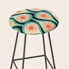 Mid Century Modern Atomic Drops Teal Orange Black Pattern Stool Gallery Image 2