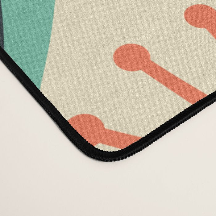 Mid Century Modern Atomic Drops Teal Orange Black Pattern Desk Mat Gallery Image 4