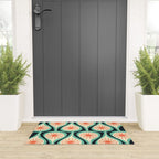 Mid Century Modern Atomic Drops Teal Orange Black Pattern Welcome Mat Gallery Image 3