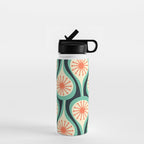 Mid Century Modern Atomic Drops Teal Orange Black Pattern Water Bottle Gallery Image 1