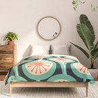 Mid Century Modern Atomic Drops Teal Orange Black Pattern Comforter Gallery Image 3