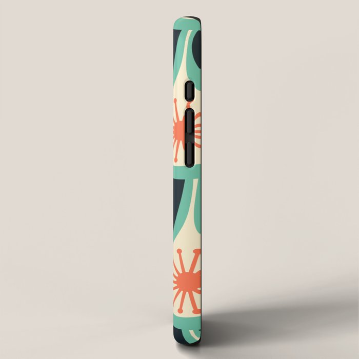 Mid Century Modern Atomic Drops Teal Orange Black Pattern iPhone Case Gallery Image 2