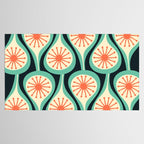 Mid Century Modern Atomic Drops Teal Orange Black Pattern Tablecloth Gallery Image 2