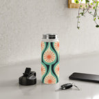Mid Century Modern Atomic Drops Teal Orange Black Pattern Water Bottle Gallery Image 4