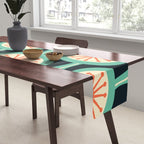 Mid Century Modern Atomic Drops Teal Orange Black Pattern Table Runner Gallery Image 2