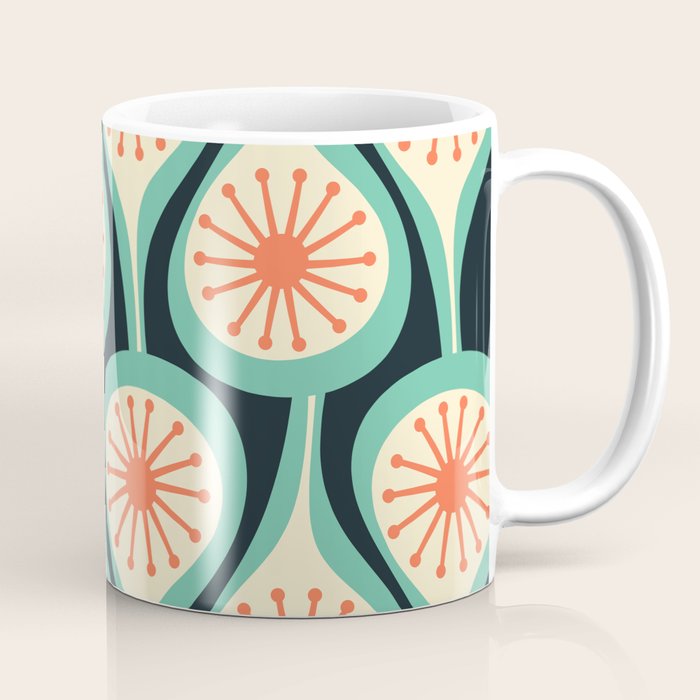 Mid Century Modern Atomic Drops Teal Orange Black Pattern Coffee Mug Gallery Image 1