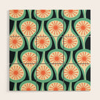 Mid Century Modern Atomic Drops Teal Orange Black Pattern Wood Wall Art Gallery Image 1