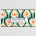 Mid Century Modern Atomic Drops Teal Orange Black Pattern Desk Mat Gallery Image 1