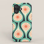 Mid Century Modern Atomic Drops Teal Orange Black Pattern iPhone Case Gallery Image 1