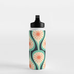 Mid Century Modern Atomic Drops Teal Orange Black Pattern Water Bottle Gallery Image 3