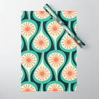 Mid Century Modern Atomic Drops Teal Orange Black Pattern Wrapping Paper Gallery Image 1