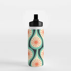Mid Century Modern Atomic Drops Teal Orange Black Pattern Water Bottle Gallery Image 2