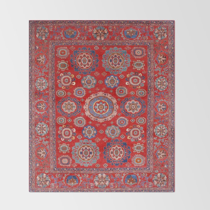 Red Suzani  Kazak Persian Rug Throw Blanket Gallery Image 2