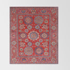 Red Suzani  Kazak Persian Rug Throw Blanket Gallery Image 2