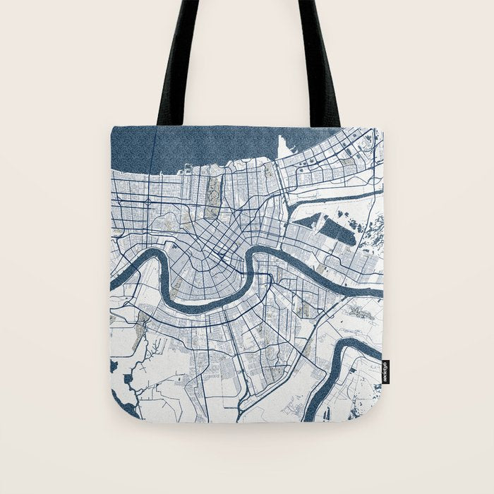 New Orleans City Map of Louisiana, USA - Coastal Tote Bag Gallery Image 1