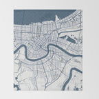New Orleans City Map of Louisiana, USA - Coastal Throw Blanket Gallery Image 2
