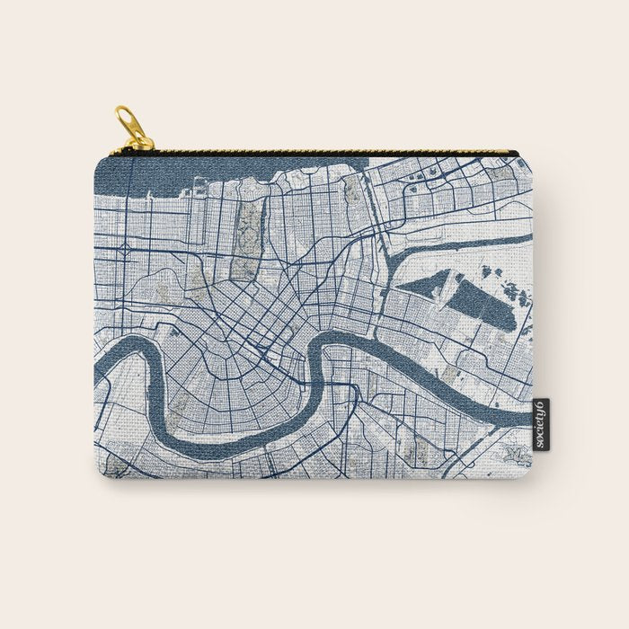 New Orleans City Map of Louisiana, USA - Coastal Carry All Pouch Gallery Image 1