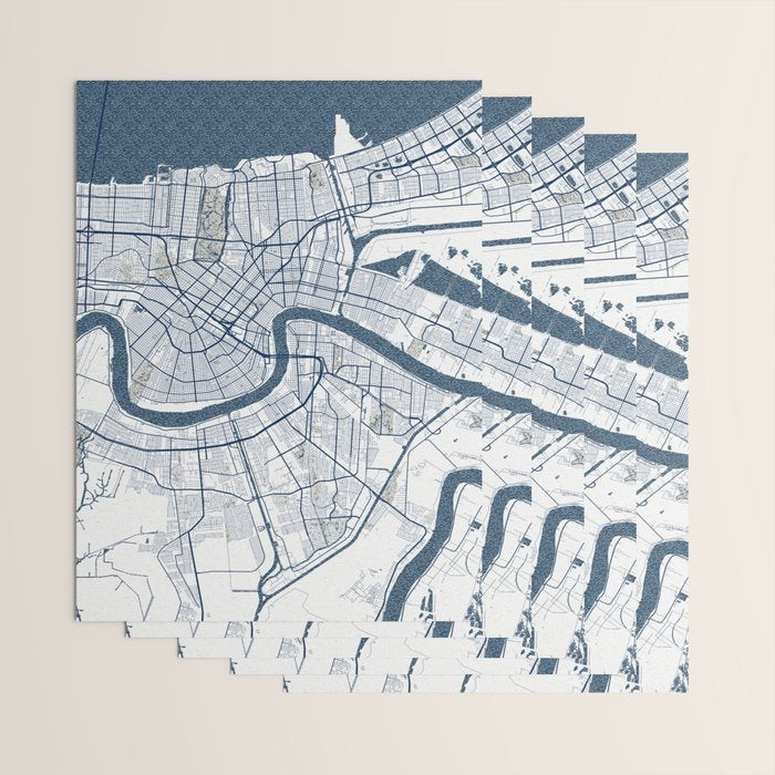 New Orleans City Map of Louisiana, USA - Coastal Wrapping Paper Gallery Image 3