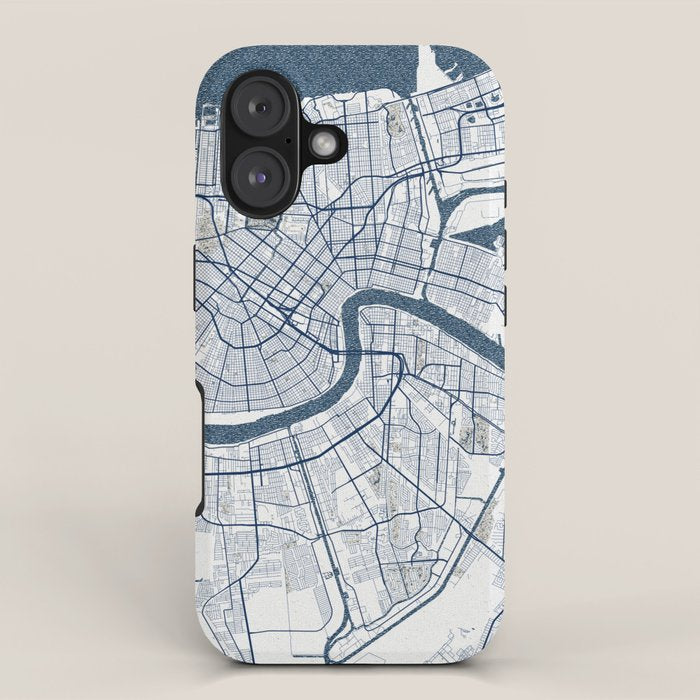 New Orleans City Map of Louisiana, USA - Coastal iPhone Case Gallery Image 1