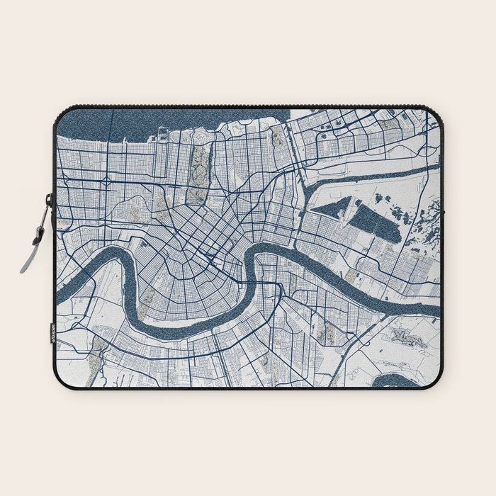New Orleans City Map of Louisiana, USA - Coastal Laptop Sleeve Gallery Image 1