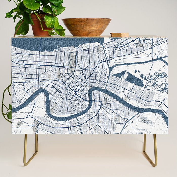 New Orleans City Map of Louisiana, USA - Coastal Credenza Gallery Image 1