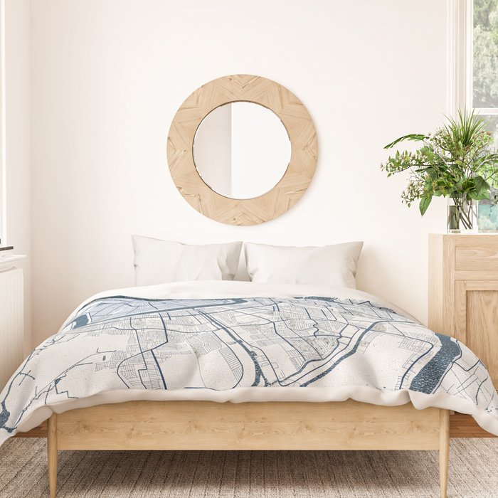 New Orleans City Map of Louisiana, USA - Coastal Duvet Cover Gallery Image 3