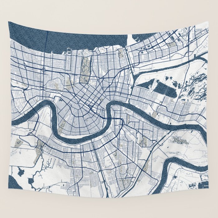 New Orleans City Map of Louisiana, USA - Coastal Wall Tapestry Gallery Image 4