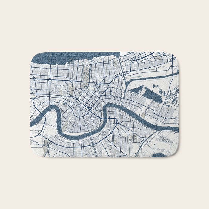 New Orleans City Map of Louisiana, USA - Coastal Bath Mat Gallery Image 1