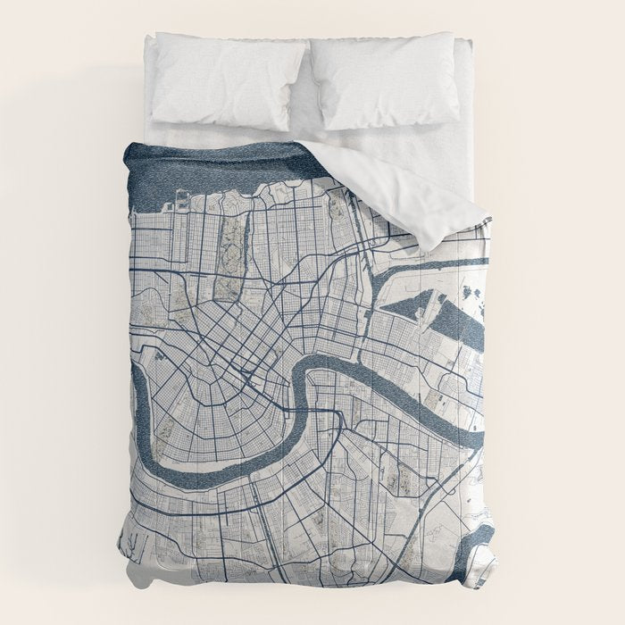 New Orleans City Map of Louisiana, USA - Coastal Comforter Gallery Image 6