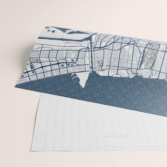 New Orleans City Map of Louisiana, USA - Coastal Wrapping Paper Gallery Image 2