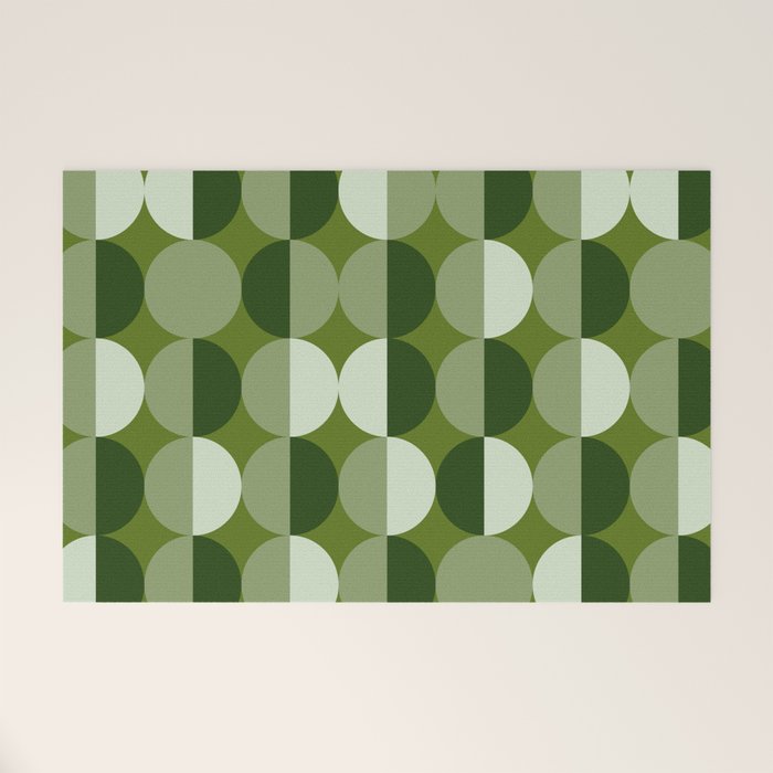Retro 70s disco half circles sage green Welcome Mat Gallery Image 1