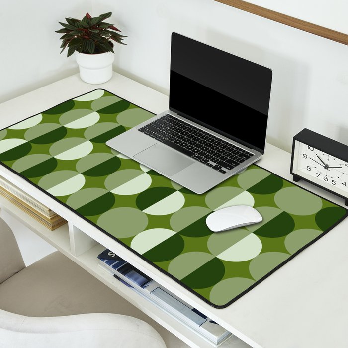 Retro 70s disco half circles sage green Desk Mat Gallery Image 2