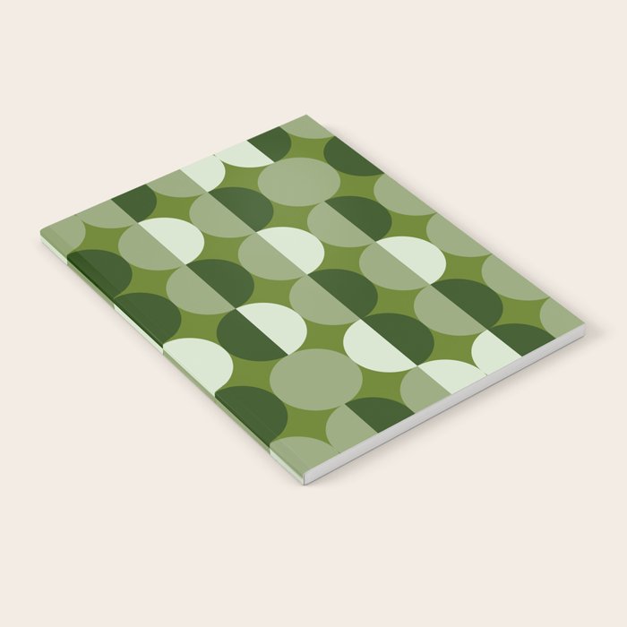 Retro 70s disco half circles sage green Notebook Gallery Image 2