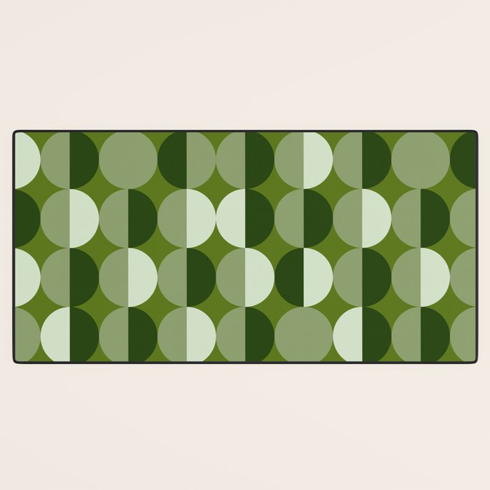 Retro 70s disco half circles sage green Desk Mat Gallery Image 3