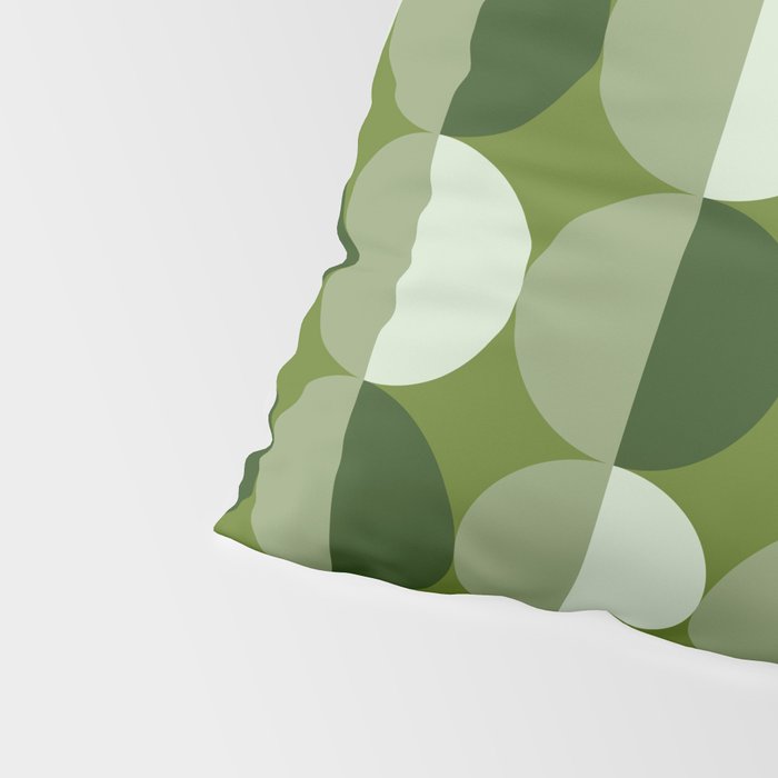 Retro 70s disco half circles sage green Pillow Sham Gallery Image 4
