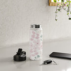 Soft meadow blooms - baby pink, rosy blush and warm beige floral pattern Water Bottle Gallery Image 4