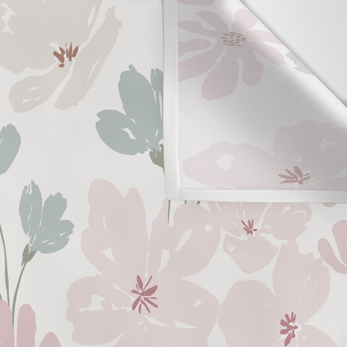 Soft meadow blooms - baby pink, rosy blush and warm beige floral pattern Wall Tapestry Gallery Image 3