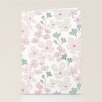 Soft meadow blooms - baby pink, rosy blush and warm beige floral pattern Stationery Card Gallery Image 2
