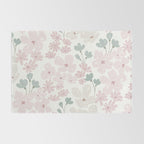 Soft meadow blooms - baby pink, rosy blush and warm beige floral pattern Rug Gallery Image 2