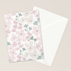 Soft meadow blooms - baby pink, rosy blush and warm beige floral pattern Stationery Card Gallery Image 2