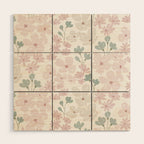 Soft meadow blooms - baby pink, rosy blush and warm beige floral pattern Wood Wall Art Gallery Image 1