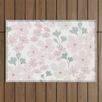 Soft meadow blooms - baby pink, rosy blush and warm beige floral pattern Outdoor Rug Gallery Image 1