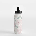 Soft meadow blooms - baby pink, rosy blush and warm beige floral pattern Water Bottle Gallery Image 2