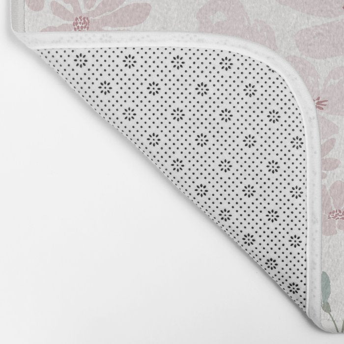 Soft meadow blooms - baby pink, rosy blush and warm beige floral pattern Bath Mat Gallery Image 2