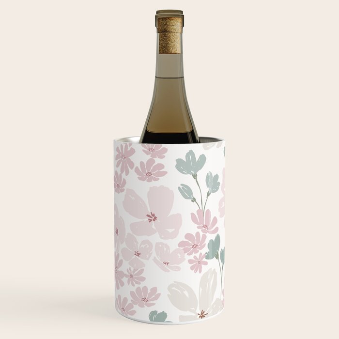 Soft meadow blooms - baby pink, rosy blush and warm beige floral pattern Wine Chiller Gallery Image 1
